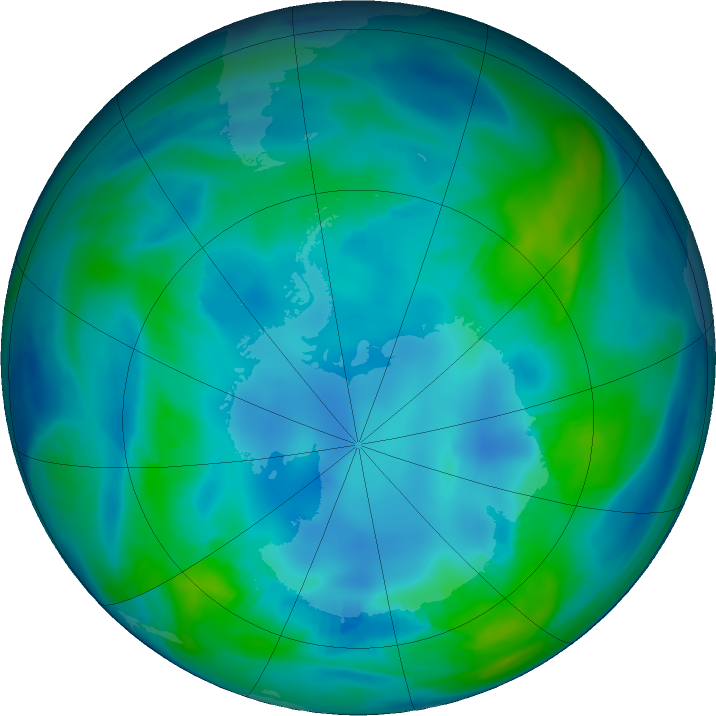 Antarctic ozone map for 03 May 2017